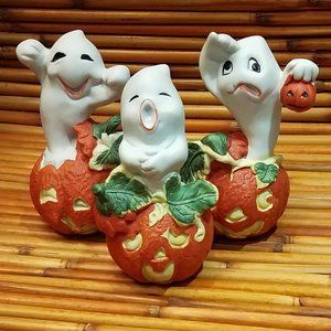 Vintage Halloween Ceramic Ghosts Set